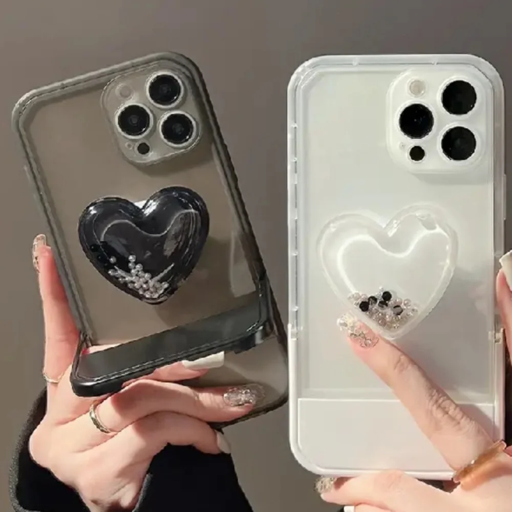 Brand new Apple IPhone 14Pro Max  Beaded heart bracket 🖤Silicone Phone w